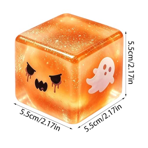 Halloween Spooky Squeeze Cube Soft Gothic Stress Balls, Halloween Spooky Ghost Dumpling Squishies, Slow Rising Ghost Glitter Dumpling Cube Sensory Squeeze Toy Anxiety Relief Fidget For Adults, Oranges - Image 8