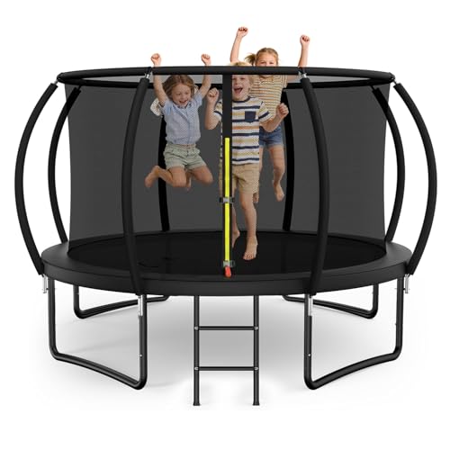 MammyGol Trampoline Ø 244/370/427cm with All Parts, Pumpkin Design, Stable Frame Construction, Outdoor Trampoline with Enclosure Net for Family, ASTM Approved