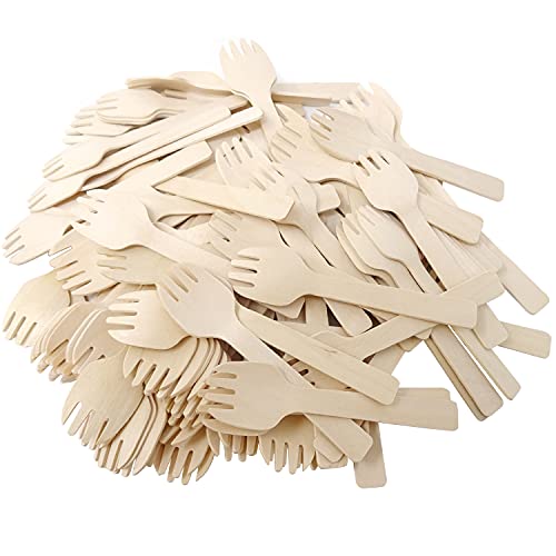 Honbay 100Pcs 10.5Cm/4.13Inch Mini Wooden Spork Testing Fork Spoon Sampling Spoon Dessert Spoon Ice Cream Spoon Appetizer Spoon, Disposable And Degradable #TOP9
