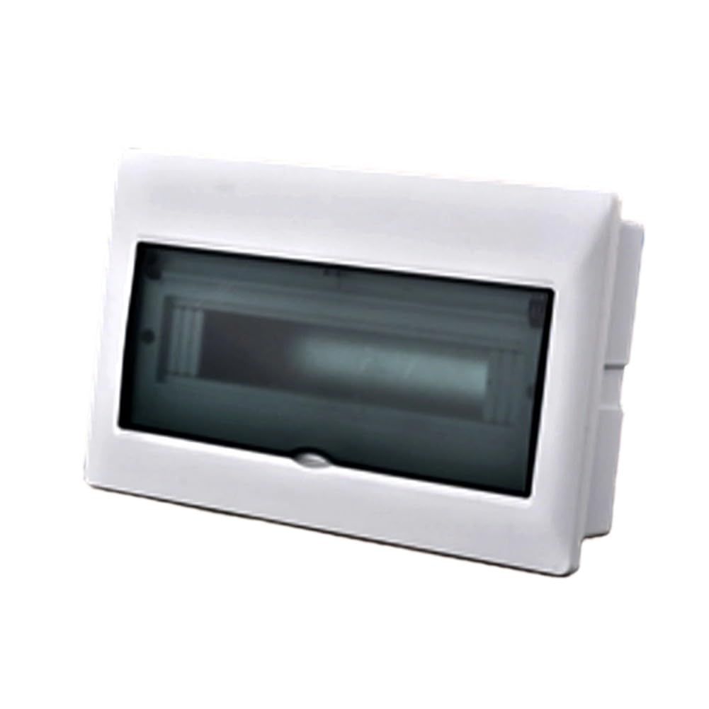 Scatola di distribuzione con guida DIN a 15 vie con copertura trasparente in policarbonato, guscio in acciaio inox, per interni ed esterni, 37 x 23 x 9 cm, bianco