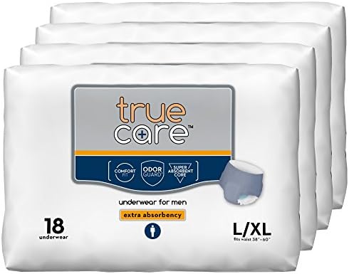 True Care Men's Extra Absorbency Incontinence Underwear, Large, 72 Count
