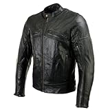 Xelement XSPR105 Men's 'The Racer' Black Leather Armored and Vented Motorcycle Biker Rider Racing Jacket - Large