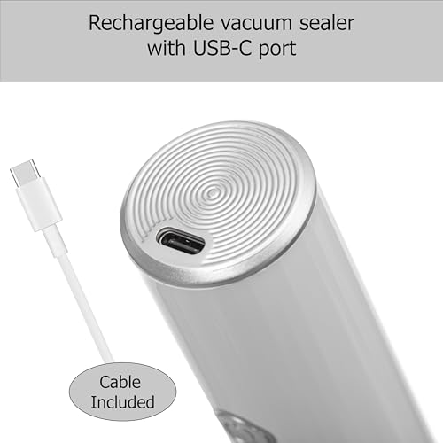Image of Basicwise Handheld Vacuum Sealer Machine with 24-pc Reusable Bags Food Storage Kitchen Organization Sous Vide Cooking Pantry Preservation Refrigerator Management Meal Preparation & Airtight Sealing