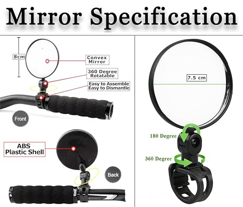 SUBTON BASICS Handlebar Side Mirror for Bicycle Bikes Scooty | Universal Adjustable Convex Rear View Mirror for Safe Riding (Pack of 2) 3 41bd3KLAKiL