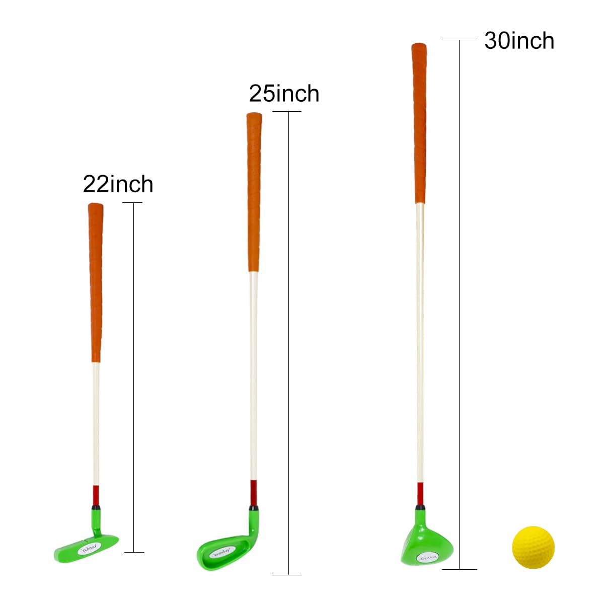 Juego de palos de golf para niños, incluye unidad, hierro, putter, bolsa de transporte y pelotas suaves para mano derecha (verde)