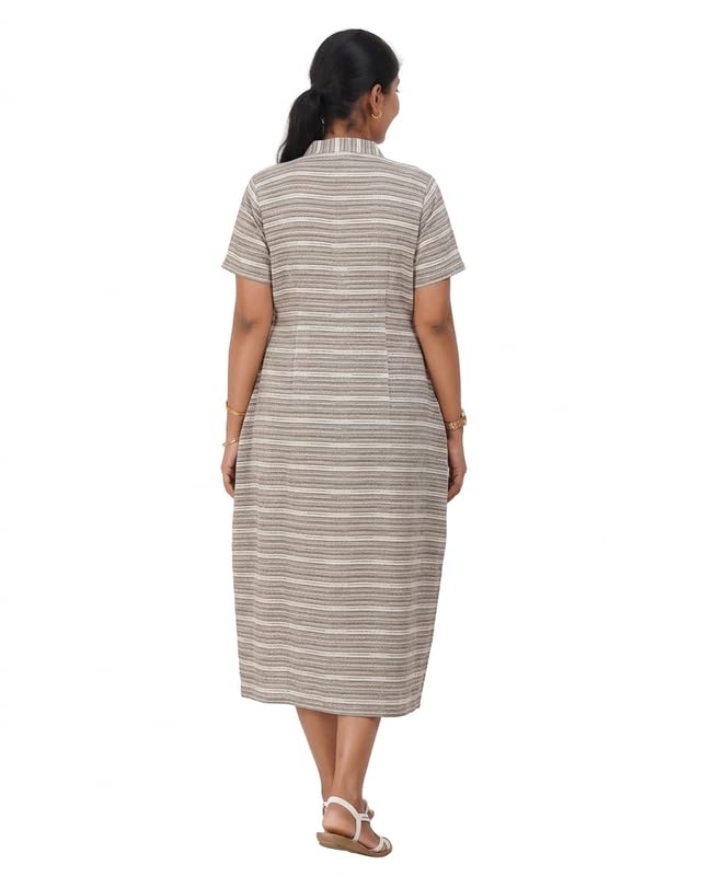 Image of MENMAII Women's [L-4XL] Full Open /Front Buttoned [a Kind of Adaptive Clothing] Multipurpose Nighty for Maternity /Pregnancy /Elderly /Patient /Feeding /Hospital Purpose Nighty Calf Length