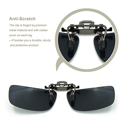 Besgoods Clip On Sunglasses Over Prescription Glasses Polarized Flip Up Metal Clip Men Women Unisex Driving Fishing Outdoor Sports