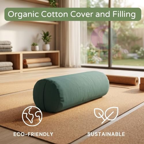 Image of Streetup India Yoga Bolster for Iyengar Yoga With Premium Cotton Washable Cover (Green, Standard)