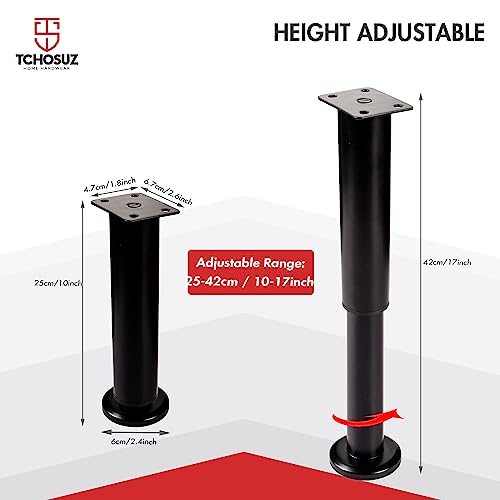 TCHOSUZ 10-17 Inch / 25-42cm Adjustable Metal Furniture Legs - Image 2