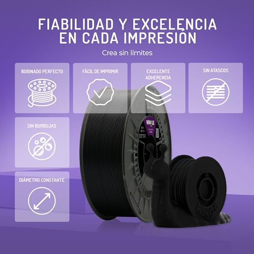 Filamento PLA HD Negro Azabache para Impresoras 3D | 1 kg 1,75 mm | Alta Precisión Dimensional - Fernando Cortés