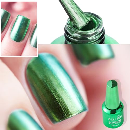 Green Nail Polish Chrome Metallic Nail Varnish, Mirror Quick Dry Metal Effect No UV Needed Christmas Nail Art Polish Chrome Nail Polish - Image 6
