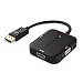 Cable Matters DisplayPort to HDMI / DVI / VGA (DP to HDMI / DVI / VGA Male to Female 3-in-1 Adapter - Supporting 4K Resolution via HDMI