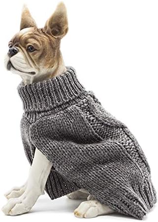Apetian Dog Sweater Cold Weather Coats Winter Dog Apparel Dog Knitwear Clothing (M, SH006-Light Grey)
