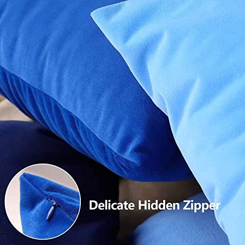 Tayis Dark Blue Throw Pillow Covers, Accent Velvet Soft Square Pillow Covers 18X18In Set Of 4, Neutral Decorative Pillows Suitable For Sofa Couch Bedroom Car Home #TOP4