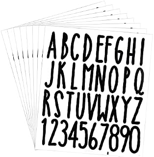 AIEX 8 Sheets 2 Inch Letter Number Stickers, Self-Adhesive Vinyl Numbers Decals Alphabet Number Stickers for Home Office School Mailbox Address Door Desk (Black, Thin Style)