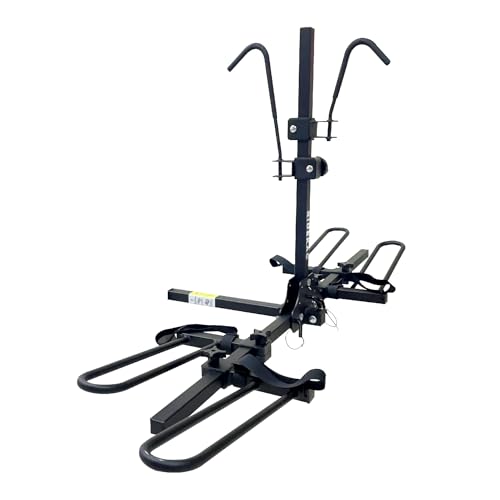 KAC E2 1.25' & 2' Hitch Mounted Rack 2-Bike Platform Style Carrier for Standard and Fat Tire Bicycles - 2 Bikes X 30 lbs (60 lbs Total) Heavy Weight Capacity - Hitch Adapter Included
