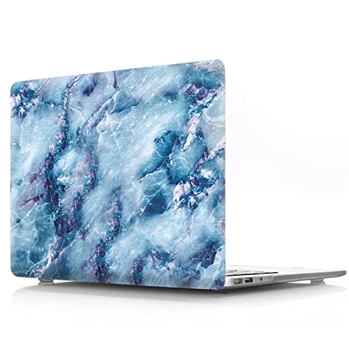 Coque MacBook Pro 14 A2442 bleu marbre avec protège-clavier rigide
