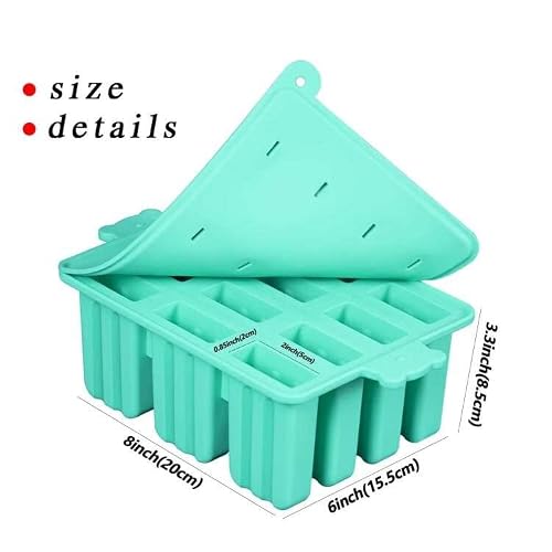 Waybesty Popsicles molds, 12 Pieces Silicone Popsicle Maker Molds Food Grade Ice Pop Mold for ice cream 50 popsicle sticks 50 popsicle bag (12 Cavities, Blue) - Thumbnail 2