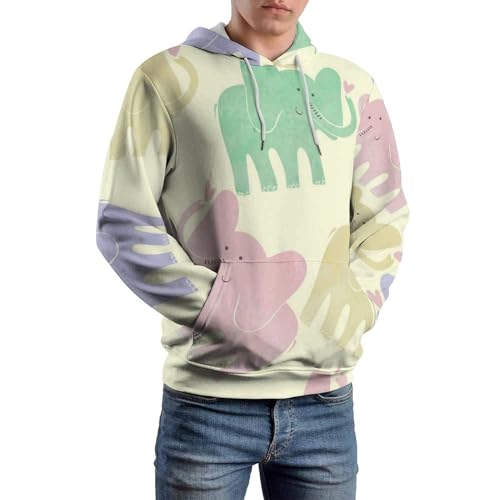 Sweats à capuche manche longue pull rose imprimé éléphant S - 6