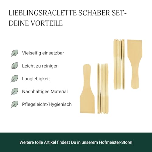 HOFMEISTER® Raclette-Schaber aus Holz, 2 x 8 Stck., 13 cm, Buche, schont Ihre Raclette-Pfannen