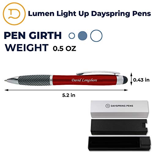 Dayspring Pens Engraved Pen | Red Lumen Light Up Pen. A Gift Pen With Engraving That Lights Up. Personalized Customized Pen With Stylus. #TOP5