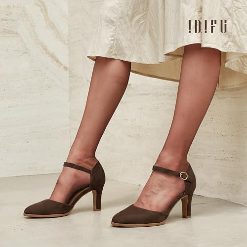 Image of IDIFU IN3 Closed Toe Chunky High Heels Comfortable Dress Shoes for Women