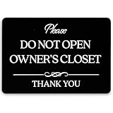 Do Not Open Owner's Closet Sign (Black Acrylic 5 x 3.5 in) - Owners Closet Private Door Sign - Airbnb Essentials for Hosts - Vrbo Essentials for Hosts - Airbnb, Vrbo and Short Term Rental Signs