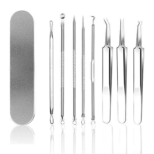 XIAYIO Blackhead Remover Tool Kit 8Pcs, Professional Pimple Extractor Removal Tool, Stainless Steel Blackhead Comedone Extractor Tool for Facial Care