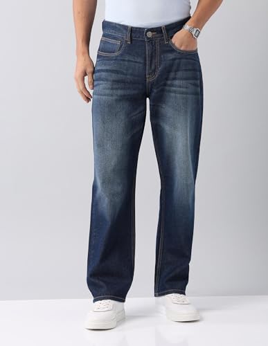 Image of Arvind Blue Baggy Fit Mid Rise Jeans