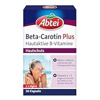 Abtei Beta-Carotin Plus - Nährstoffkombination aus hautaktiven B-Vitaminen, Vitamin C und Vitamin E - für gesunde & schöne Haut und Hautschutz - glutenfrei, laktosefrei - 50 Kapseln