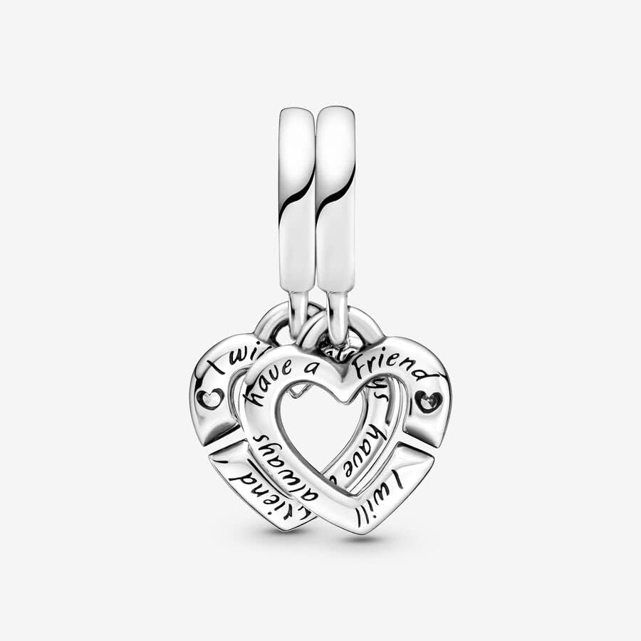 PANDORA Linked Sister Hearts Split Dangle Charm - Compatible with PANDORA Moments - Jewelry for Women - Gift for Her - Made with Sterling Silver & Cubic Zirconia - With Gift Box - Image 3