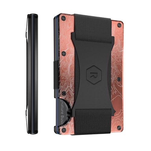 Ridge Wallet for Men - Slim Minimalist Compact Wallet and Card Holder, RFID Protected Front Pocket Wallets for Men with Integrated Cash Strap (The Narrows Topographic)