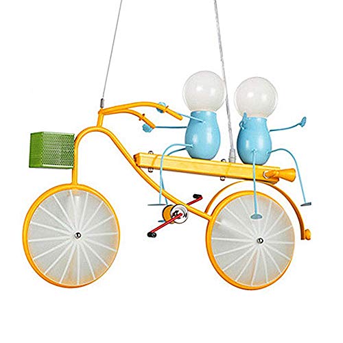 Preisvergleich Produktbild JIN Cartoon Pendelleuchte Jungen Radfahren Kronleuchter Moderne Einfache Kinder Raumlampe Höhe Verstellbar E27 Schlafzimmer Esszimmer Deckenleuchten Schatten Schmiedeeisen Hängende Lichter
