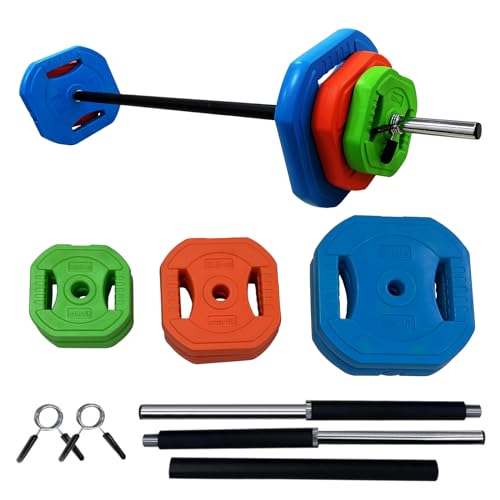Barbell Weight Set for Lifting, Adjustable Barbell Set for Home Gym, PU Coating