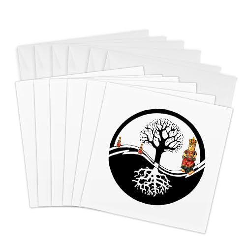 Cartes de vœux Yin Yang 3dRose Gc_7127_1 lot de 6 exemplaires en blanc 15x15 cm