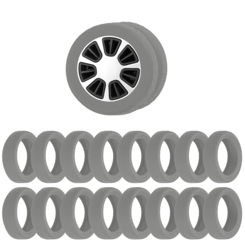 Image of 16 Pack Luggage Wheel Protection Cover, Wear Resistant Anti Noise Silicone Protector Cover for 2-3 inch Spinner Wheel for Suitcase Chairs Caster Travel, Gray