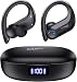 CAPOXO Bluetooth-Kopfhörer, kabellose Ohrhörer, 120 Stunden Spielzeit, IPX7, wasserdicht, Sport-Kopfhörer, 2600 mAh, kabellose Ladehülle, Headset mit Over-Ear-Ohrbügel, LED-Power-Anzeige, Mikrofone