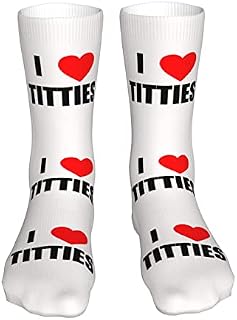 883 Compression Socks I Love Titties Athletic Socks Soft Crew Socks Comfort Calf Socks For Walking Jogging Hiking 40cm