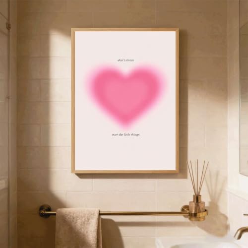Framed Canvas Wall Art Pink Aura Heart Motivational Quote Art Print Poster Paintings Pictures Prints Aesthetic Trendy Wall Decor for Bedroom Living Room Dorm Apartment Decor (Framed,16L X24W) - Image 5