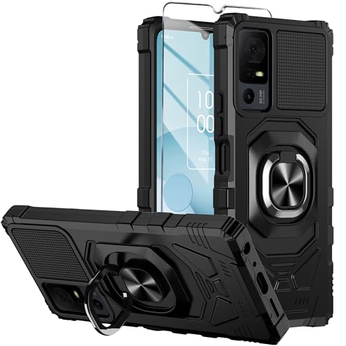 for Jitterbug Smart 4 Case,TCL 40 XL Case,with Tempered Glass Screen Protector,with Ring Kickstand Full-Body Protective Case for Jitterbug Smart4 (Green)