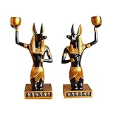 Egipcio Anubis God Totem Candle Holder Escultura Estatua, Figura Coleccionable Estatua Figura Egipto Decoración de Escritorio para el hogar Escultura y estatuas