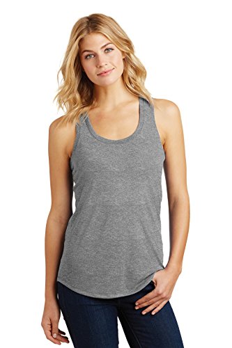 District Made Ladies Perfect Tri Racerback Tank Top. DM138L Grey Frost S