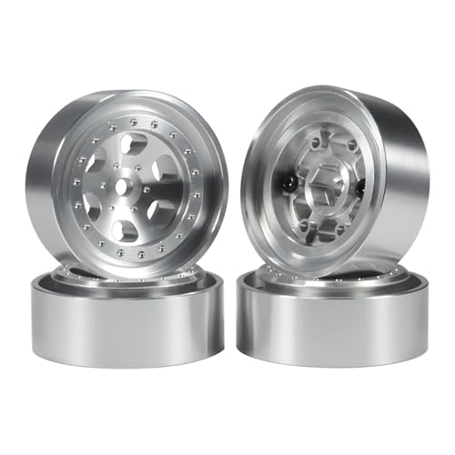 RC�^�C�� For TRX4-M for Defender FCX24 SCX24 AX24 1.3 �C���` �A���~�����r�[�h���b�N �z�C�[�� ���� 4 �� 1/18 RC �N���[���[(White)