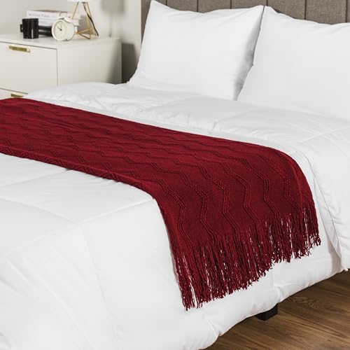 Couverture géométrique rouge bordeaux 127x152 pour intérieur