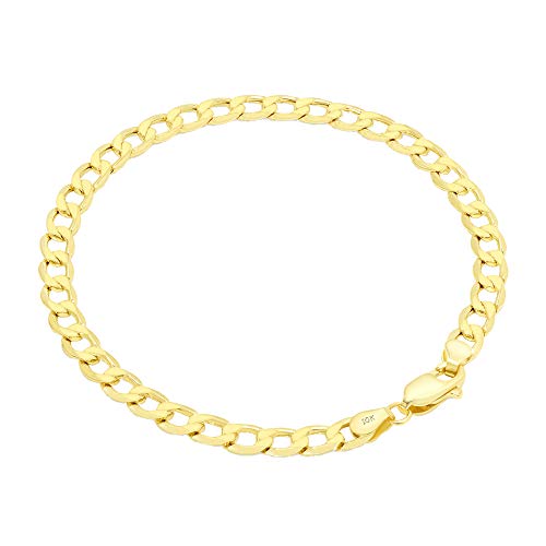 Nuragold 10K Yellow Gold 5.5Mm Cuban Curb Link Chain Bracelet, Womens Mens Lobster Clasp 7" 7.5" 8" 8.5" 9" - Real Gold Jewelry #TOP2