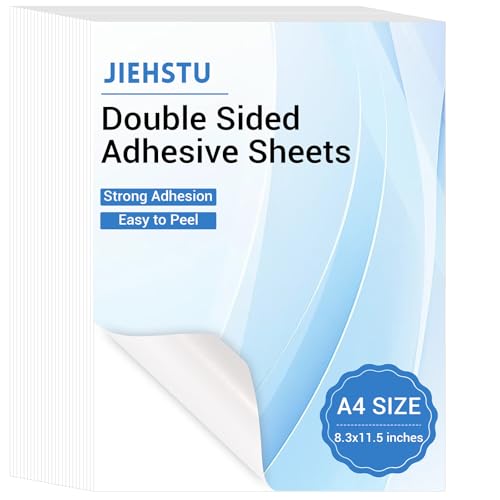 Jiehstu 30 Sheets A4 Double Sided Adhesive Sheets, 8.3...
