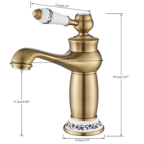 Mitigeur eau chaude et froide en bronze antique avec commande unique