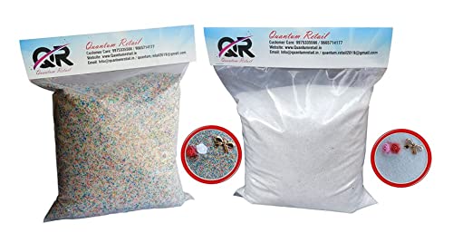 Quantum Retail - Sugar Size Crystal/Quartz Sand for Home and Garden Decor; Aquarium Substrate; Terrarium, Aquarium Decorative Sand (2.5 KG White + 2.5 KG Multi Colour Mix Sand) (B09GP9ZLX7) Amazon Price History, Amazon Price Tracker