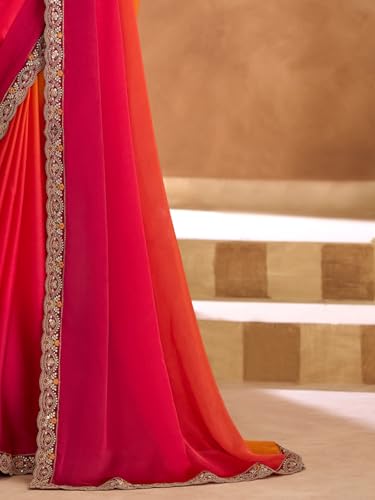 Image of AKHILAM Women's Satin Sequence Embroidery Saree With Unstitched Blouse Piece(SNDLWOD1601 TFH Parent)