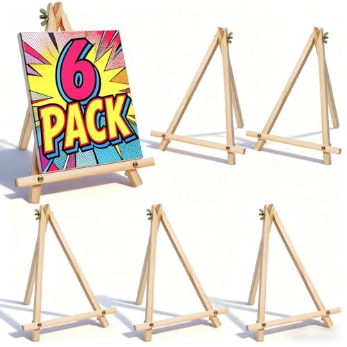 XCMVCN 6 Pack 9 Inch Wood Easels, Tabletop Painting Easel